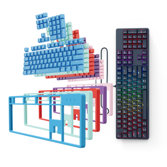 Full keyboard with Top Covers and Keycaps Black bundle - Pwnage