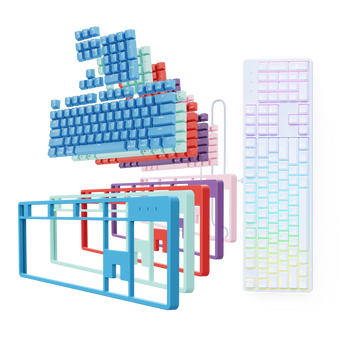 Full keyboard with Top Covers and Keycaps White bundle - Pwnage