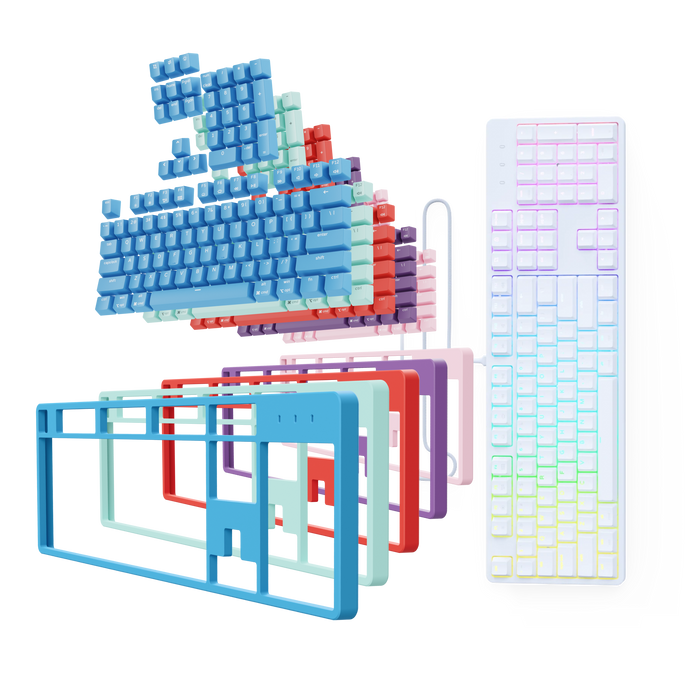 Full keyboard with Top Covers and Keycaps White bundle - Pwnage