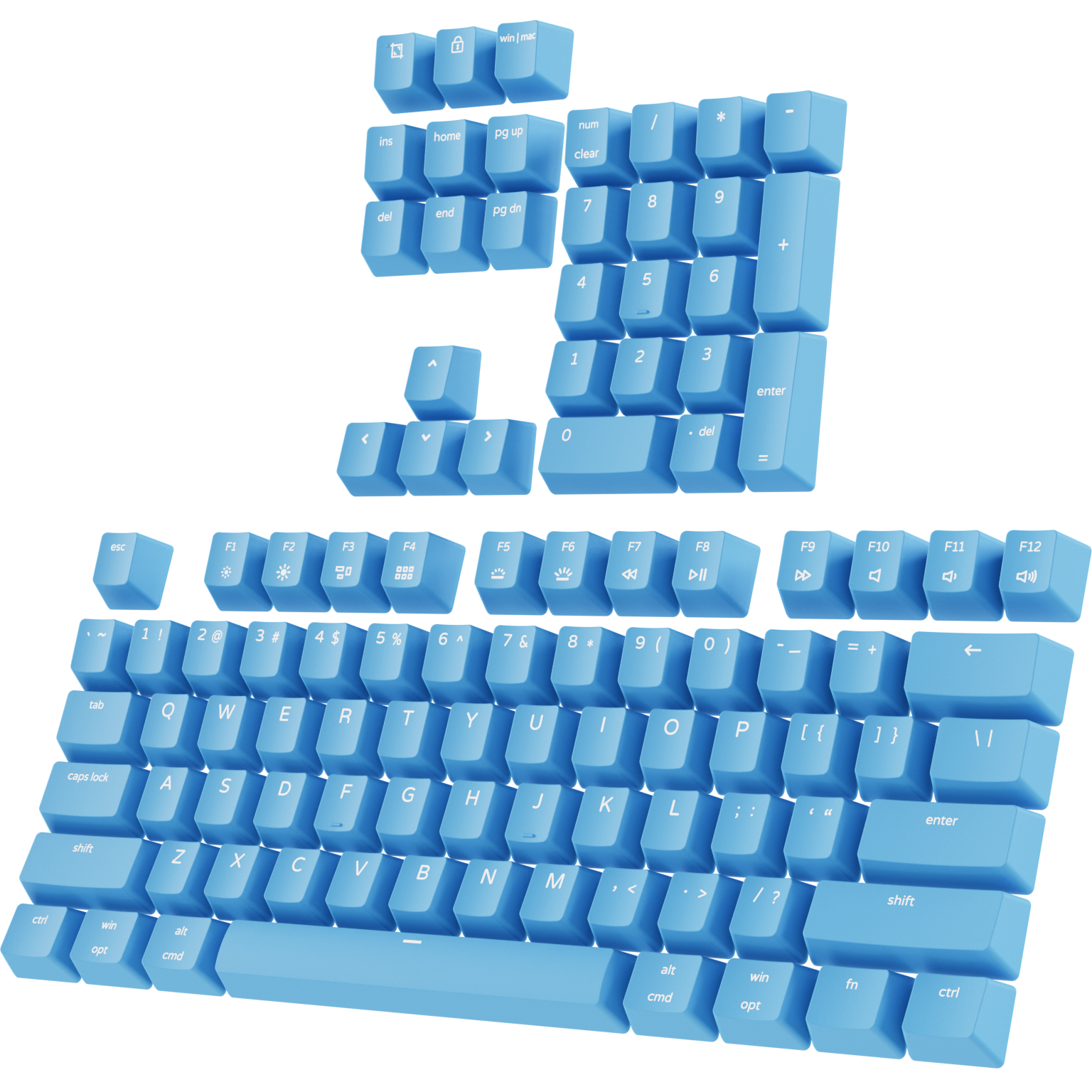 Ultra Custom Full Keycap Set - Double Shot PBT Shine Through- Blue