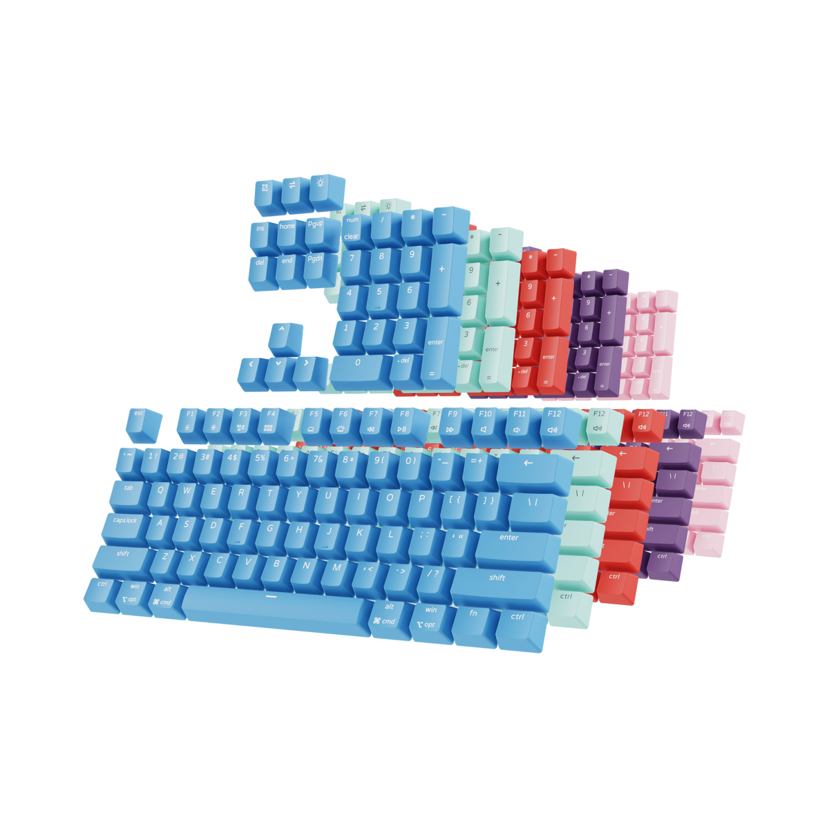 PBT Tastenkappen Set Pink - Double Shot Shine Through Für Mechanische Tastaturen (105 Tasten)